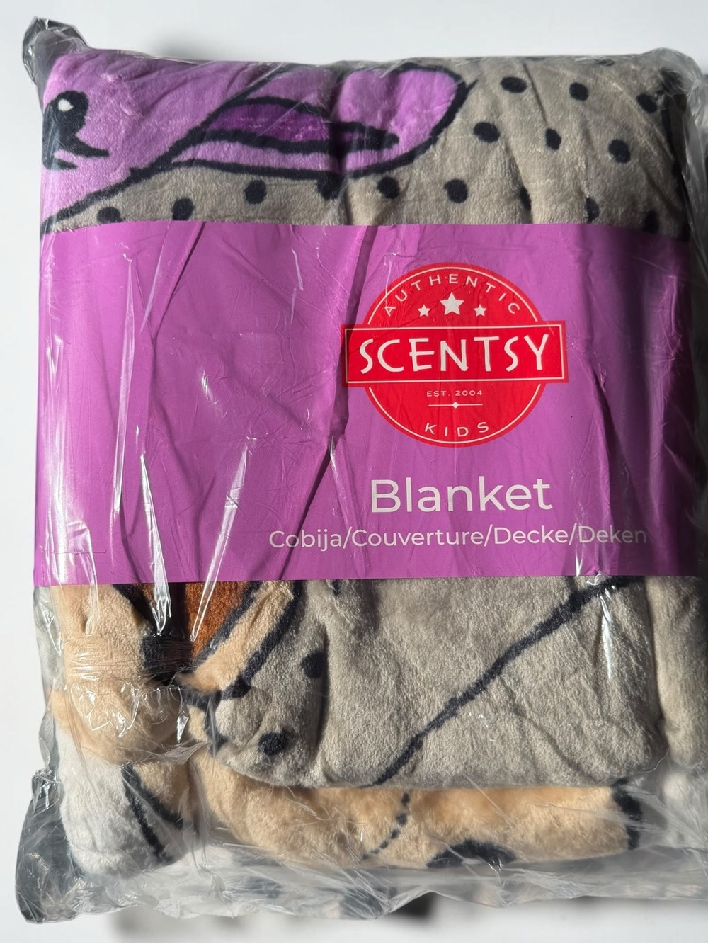 Scentsy Kids Blanket in Purple, Pink, Gray, Tan